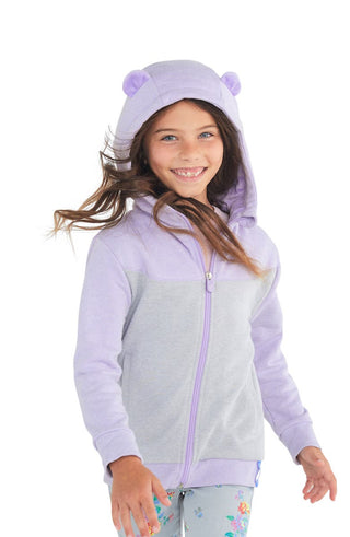 Cubcoats Toddler  Big Girl's Bori the Bear 2 in 1 Stuffed Animal Hoodie Purple
