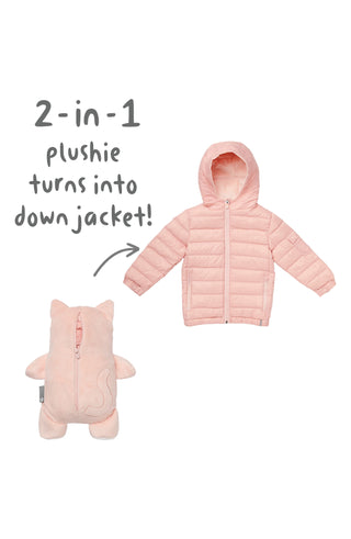 Cubcoats Girl's  Kali 2-in-1 Stuffed Animal & Hooded Down Jacket Pink