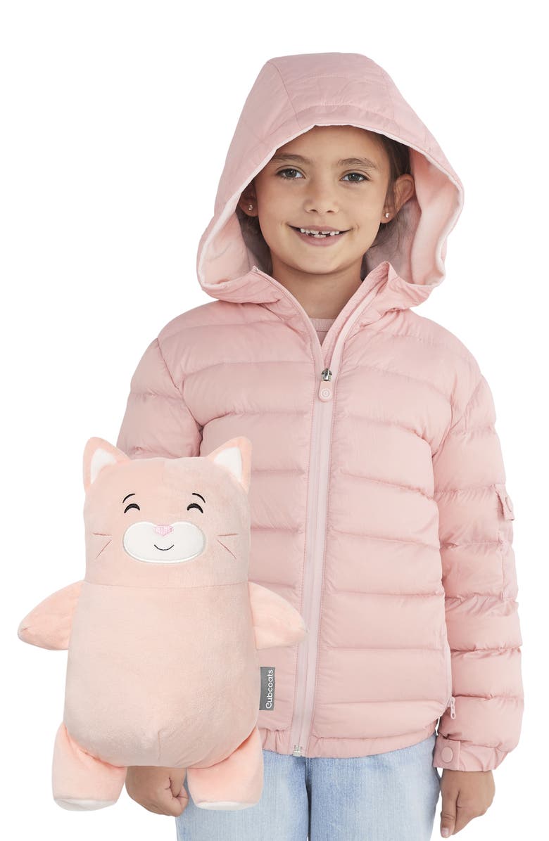 Cubcoats Girl's  Kali 2-in-1 Stuffed Animal & Hooded Down Jacket Pink