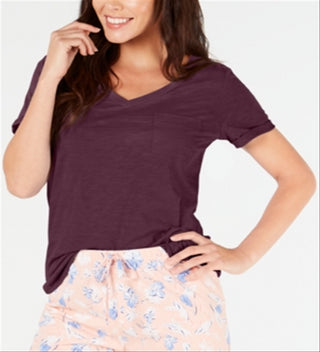 Charter Club Women's Crew Neck Knit Pajama Top Wine Size L