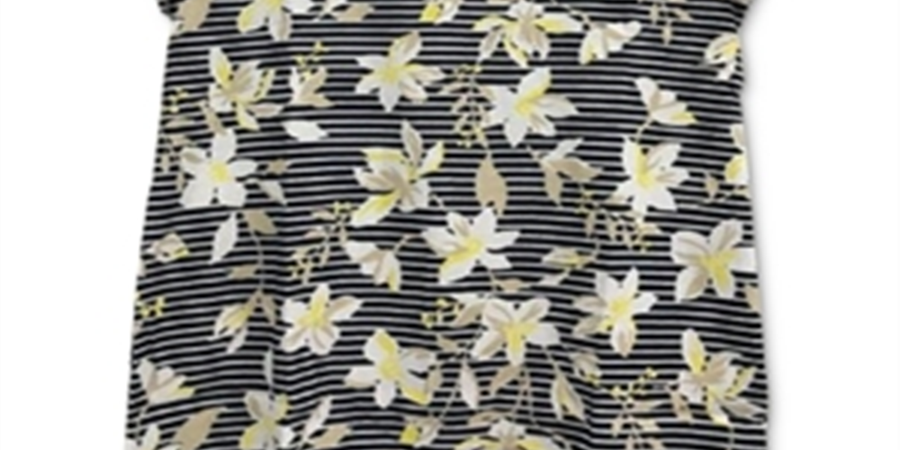 Karen Scott Women's Striped Floral T-Shirt Blue Size X-Small