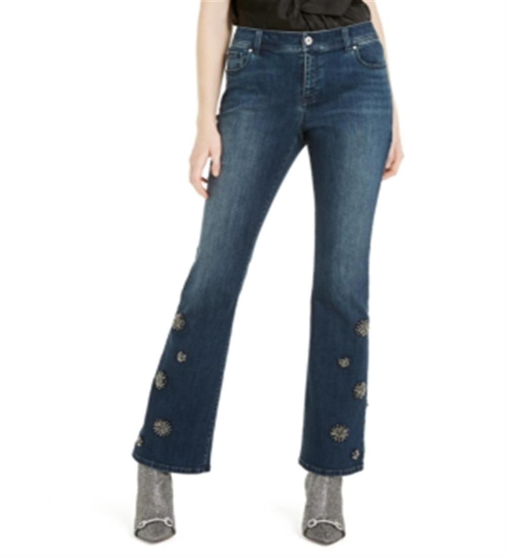 INC International Concepts Women's Embellished Bootcut Jeans Blue Size 2