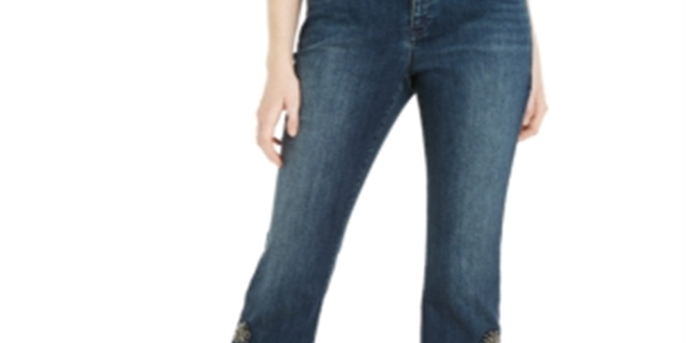 INC International Concepts Women's Embellished Bootcut Jeans Blue Size 2