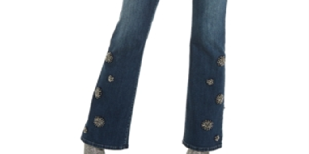 INC International Concepts Women's Embellished Bootcut Jeans Blue Size 2
