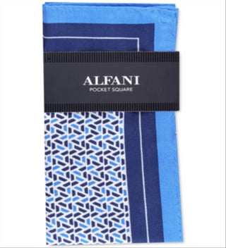 Alfani Men's Geometric Silk Pocket Square  Navy One Size