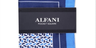 Alfani Men's Geometric Silk Pocket Square  Navy One Size