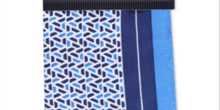 Alfani Men's Geometric Silk Pocket Square  Navy One Size
