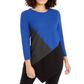 Alfani Women's Asymmetrical Colorblocked Sweater Blue Size XS