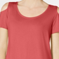 JM Collection Women's Cold Shoulder Swing T-Shirt Pink Size L
