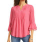 Charter Club Women's Double Ruffle Textured Pintuck Top Pink Size M