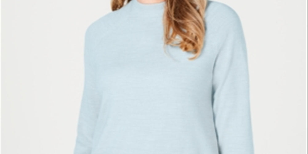 Karen Scott Women's Zip Back Mock Neck Sweater Blue Size Small