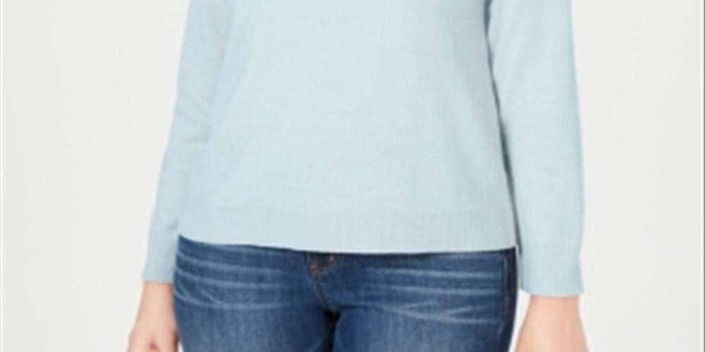 Karen Scott Women's Zip Back Mock Neck Sweater Blue Size Small