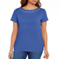 Karen Scott Women's Cotton Scalloped Neck T-Shirt Blue Size XS