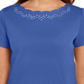 Karen Scott Women's Cotton Scalloped Neck T-Shirt Blue Size XS