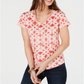 Style & Co Women's Cotton Printed T-Shirt Red Size Petite Large