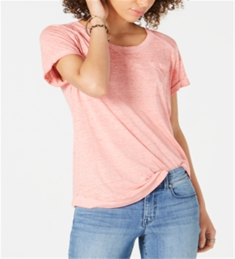 Style & Co Women's Burnout T-Shirt Pink Size -M