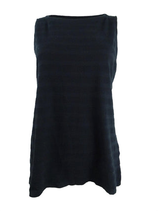 Charter Club Women's Textured Cotton Tank Top Black Size Small