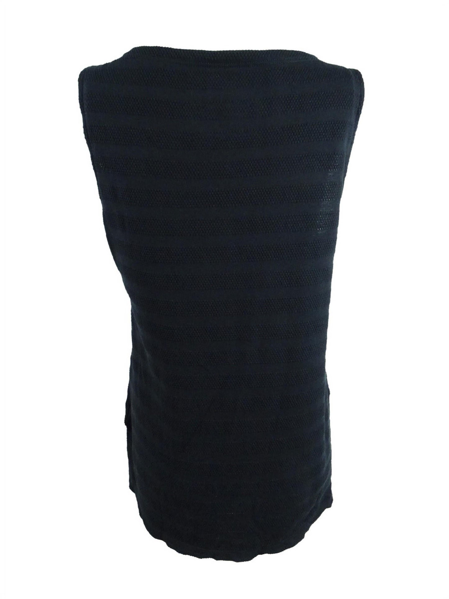 Charter Club Women's Textured Cotton Tank Top Black Size Small