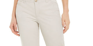 Charter Club Women's Button Cuff Tummy Control Capri Pants Brown Size 8