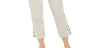 Charter Club Women's Button Cuff Tummy Control Capri Pants Brown Size 8