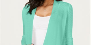 Charter Club Women's Geo Stitch Completer Sweater Green ize Petite L