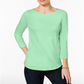 Charter Club Women's Pima Cotton Button Shoulder Top Blue Size Petite M