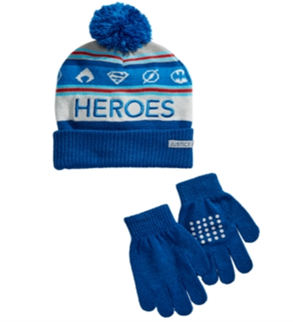 Dc Comics Little & Big Boy's 2 Pc Justice League Hat & Gloves Set Blue One Size