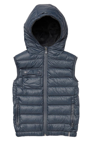 Cubcoats Boys Pimm The Puppy 2 in 1 Transforming Down Vest Hoodie & Soft Plushie Grey