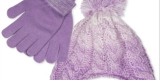 Fab Big Girl's 2 Pc Ombre Heidi Hat & Gloves Set Lavander One Size