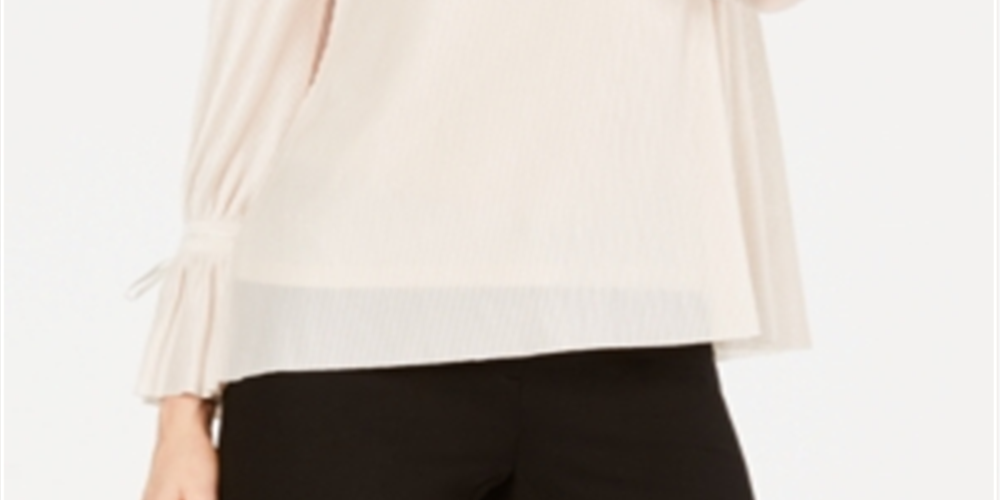 Alfani Women's Textured Stripes Embellished Neck Top Red Size 14P