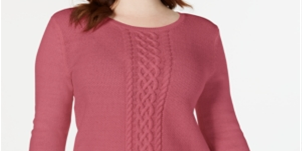 Karen Scott Women's Cable Knit Sweater Pink Size XS