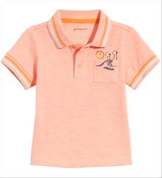 First Impressions Baby Boy's Beach Pocket Cotton Polo Shirt Orange- Size 24 M