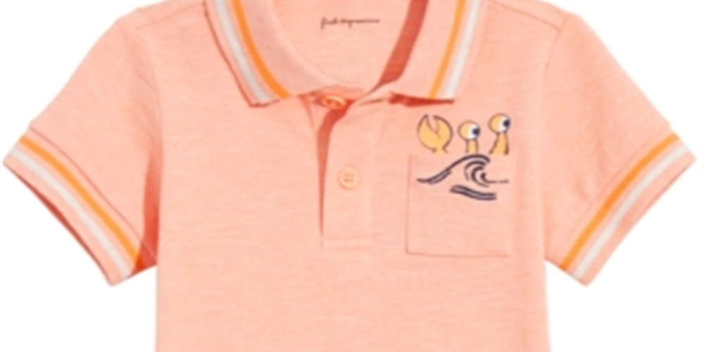 First Impressions Baby Boy's Beach Pocket Cotton Polo Shirt Orange- Size 24 M