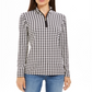Charter Club Women's Houndstooth Print Zippered Top Black Size L