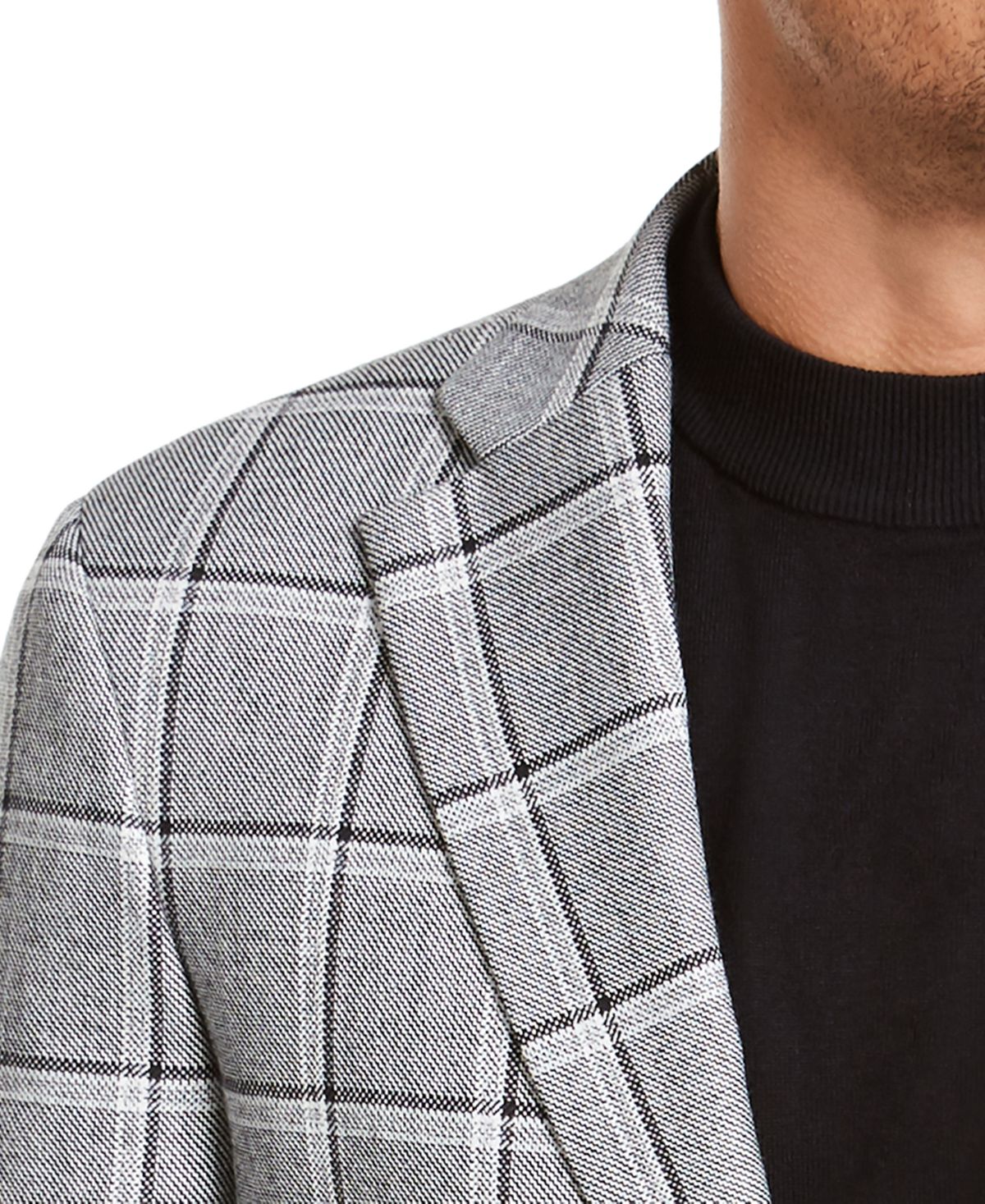 Tallia Men's Slim Fit Plaid Sport Coat Black Size 42R