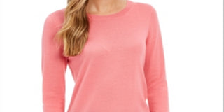 Charter Club Women's Merino Wool Button Cuff Crewneck Sweater Pink Size 2 Extra Large