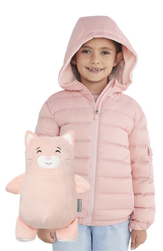 Cubcoats Girl's  Kali 2-in-1 Stuffed Animal & Hooded Down Jacket Pink