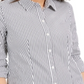 Charter Club Women's Striped Cuffed Collared Button up Top Black Size 14
