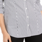 Charter Club Women's Striped Cuffed Collared Button up Top Black Size 14