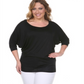 White Mark Women's Plus Bat Sleeve Top Black Size XL
