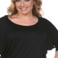 White Mark Women's Plus Bat Sleeve Top Black Size XL