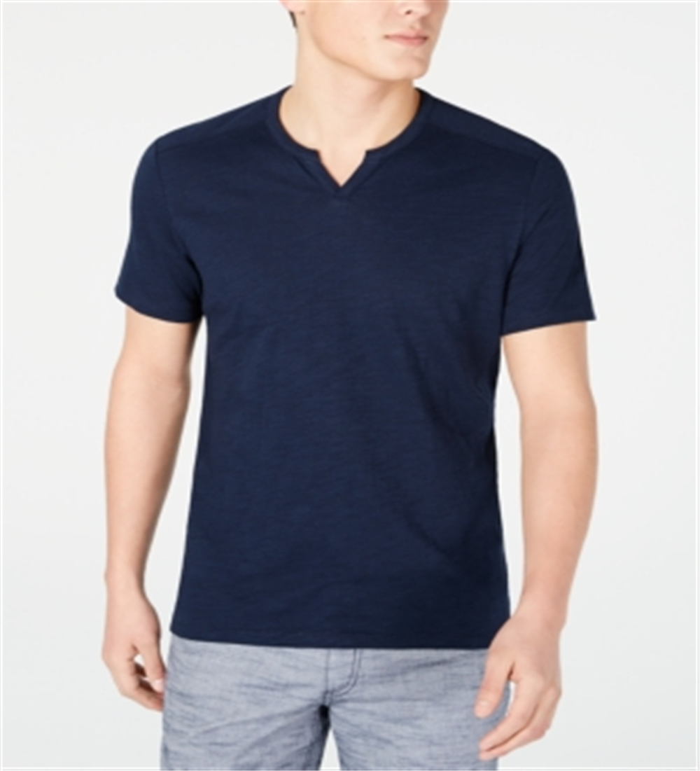 INC International Concepts Mens Split Tee Basic Navy XS