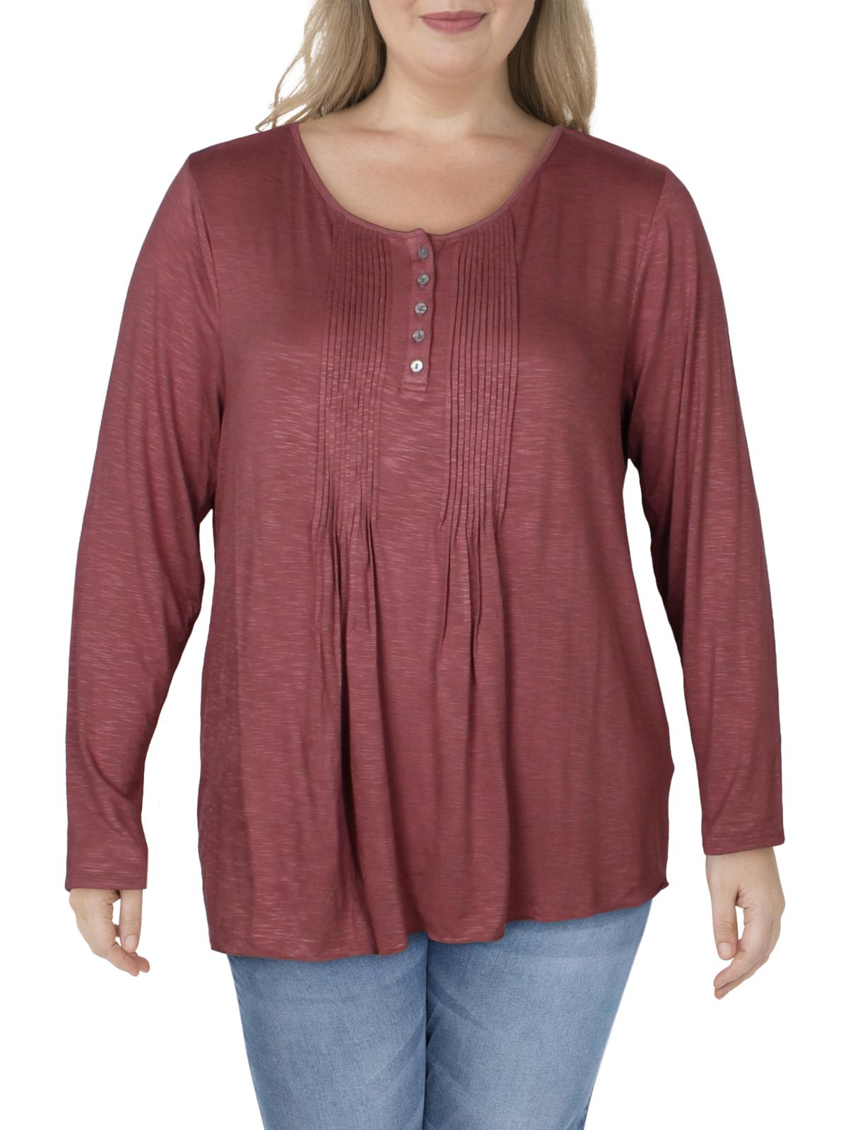 Style & Co Women's Marled Pintuck Top Purple Size XL