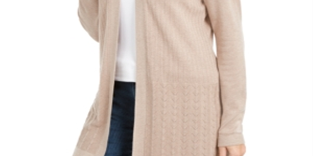 Karen Scott Women's Open Stitch Cardigan Brown Size XXL