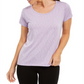 Ideology Women's Striped Lattice Back T-Shirt Purple Size S