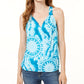 INC International Concepts Women's Printed Sleeveless V Neck Tank Top Blue Size Small
