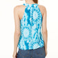 INC International Concepts Women's Printed Sleeveless V Neck Tank Top Blue Size Small