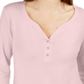 Karen Scott Women's 3/4 Sleeve Henley Shirt Pink Size M