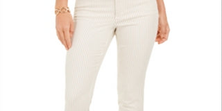 Charter Club Women's Printed Stripe Bristol Skinny Ankle Jeans Brown Size 14