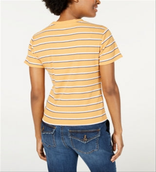 Ultra Flirt Junior's Rib Knit Crew Neck T-Shirt Brown  Size XS